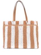 Kate Spade Striped Straw Large Tote - Brown