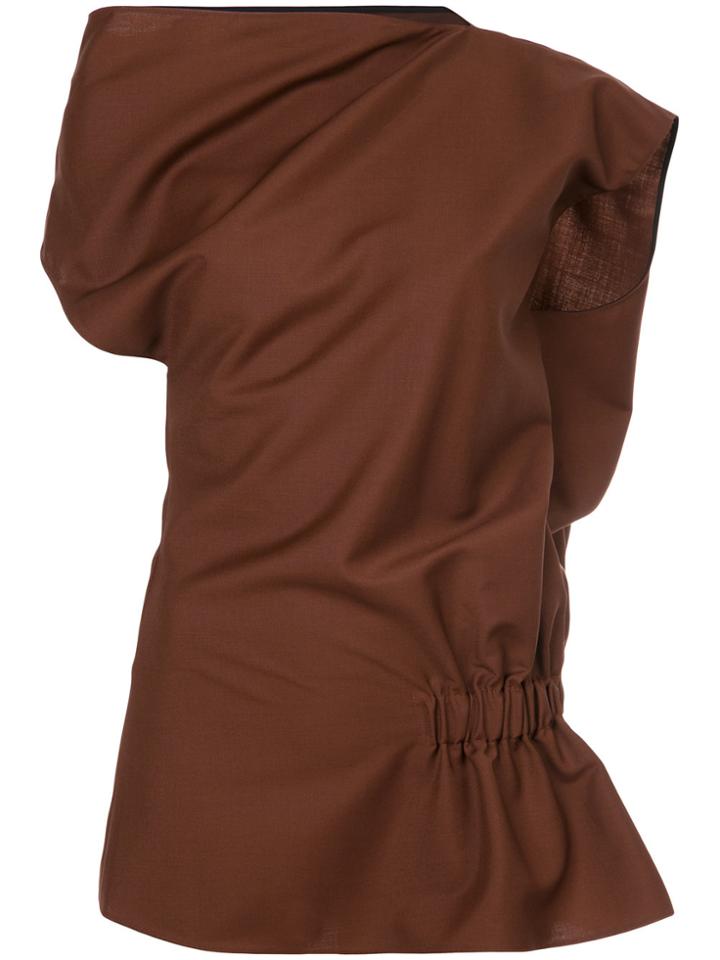 Jil Sander Asymmetric Ruched Top - Brown