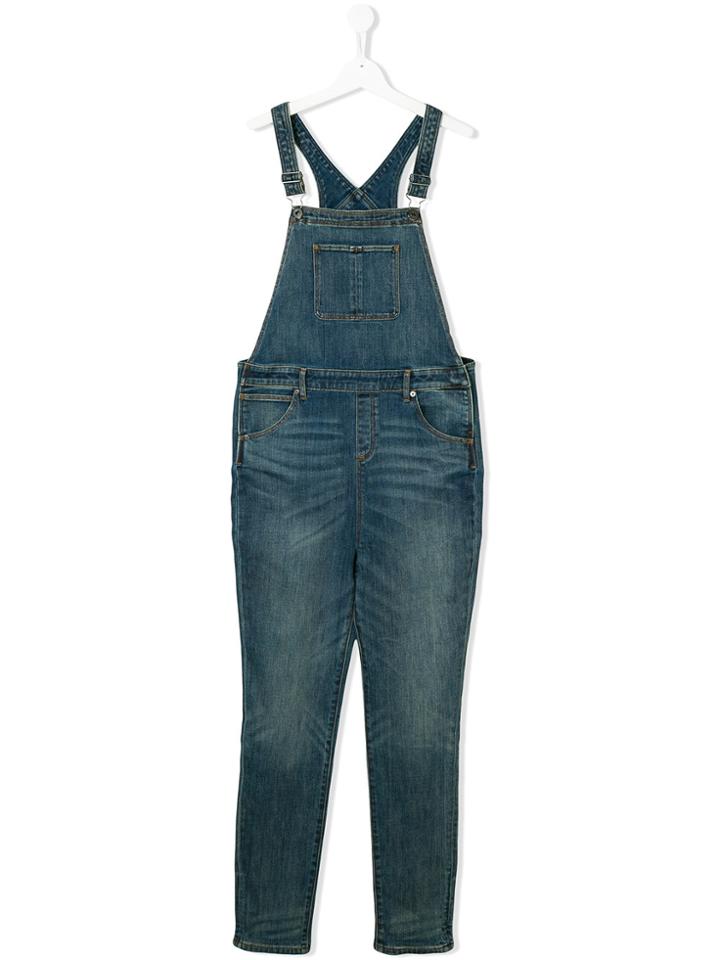 Burberry Kids Stretchy Straight Denim Jumpsuit - Blue