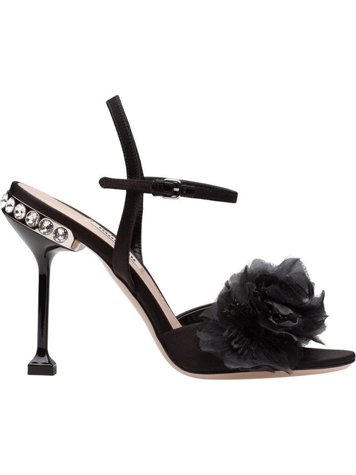 Miu Miu Embellished High-heel Sandals - Black