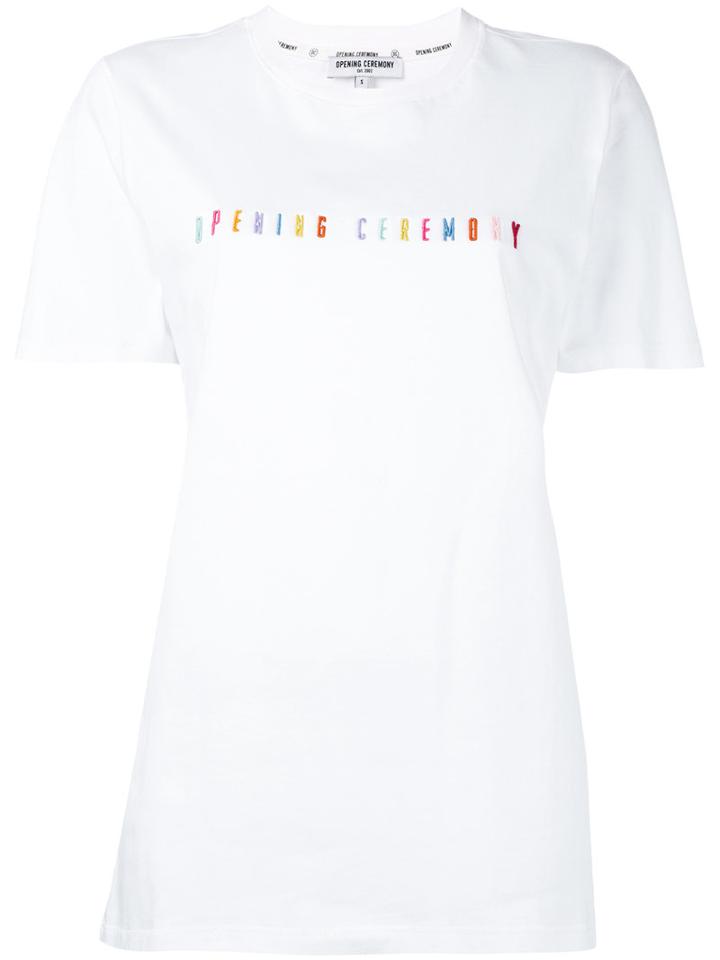 Opening Ceremony - Embroidered Logo T-shirt - Women - Cotton - Xs, White, Cotton