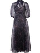 Jill Stuart Sheer Printed Puff Sleeve Dress - Black