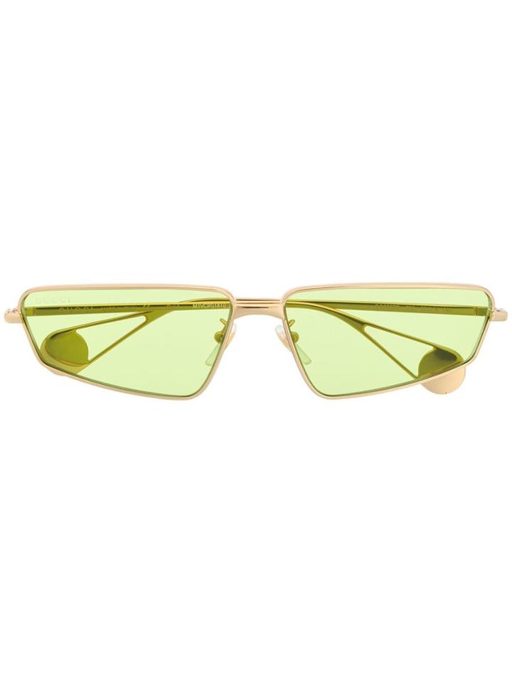 Gucci Eyewear Green Tinted Sunglasses - Gold