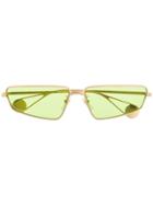 Gucci Eyewear Green Tinted Sunglasses - Gold