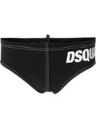 Dsquared2 Beachwear Logo Swim Trunks, Men's, Size: 52, Black, Polyamide/spandex/elastane
