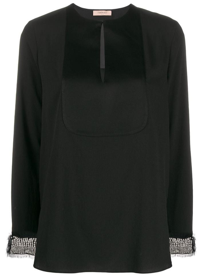 Twin-set Mother Of Pearl Embellished Blouse - Black