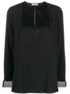 Twin-set Mother Of Pearl Embellished Blouse - Black