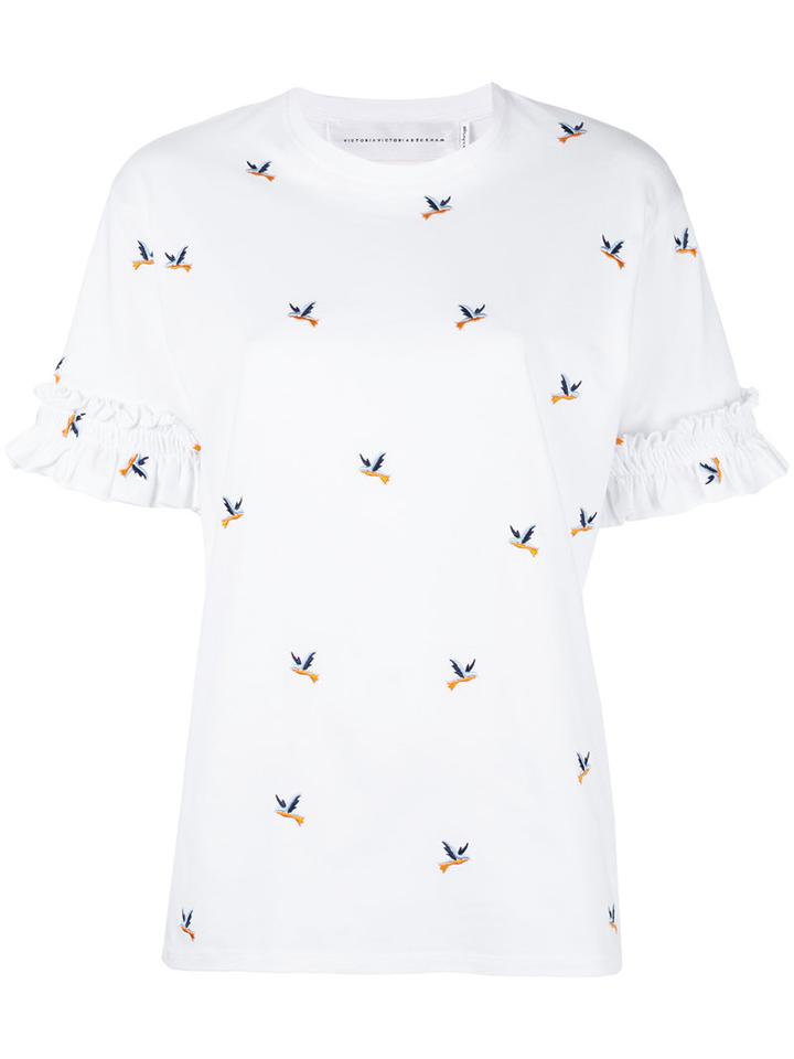 Victoria Victoria Beckham Hummingbird-print T-shirt, Women's, Size: Xs, White, Cotton