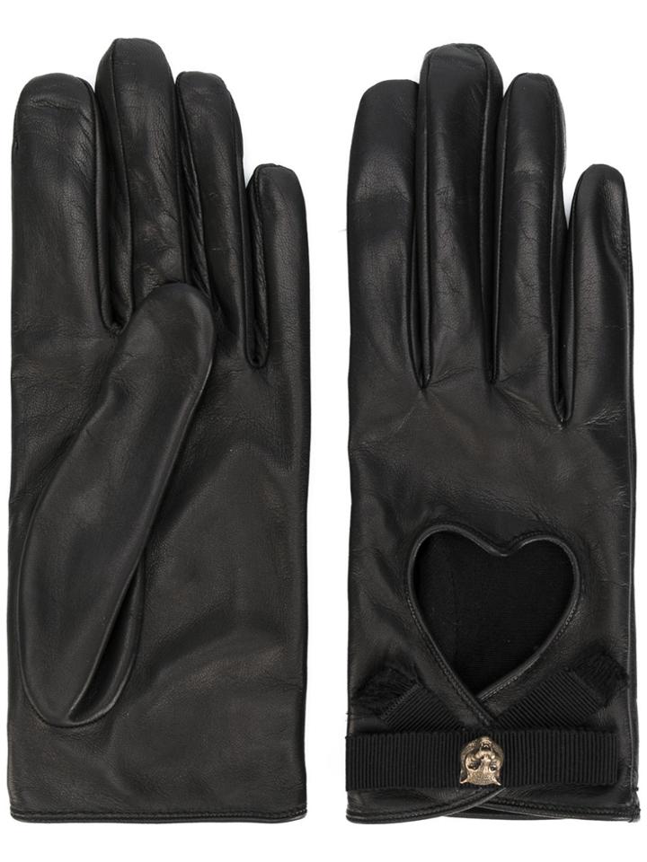 Gucci Heart Cut-out Driving Gloves - Black