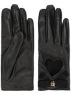 Gucci Heart Cut-out Driving Gloves - Black