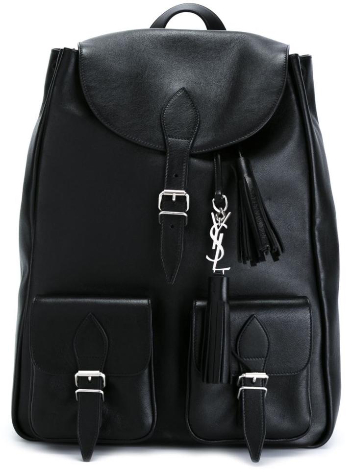 Saint Laurent Festival Backpack, Black, Calf Leather