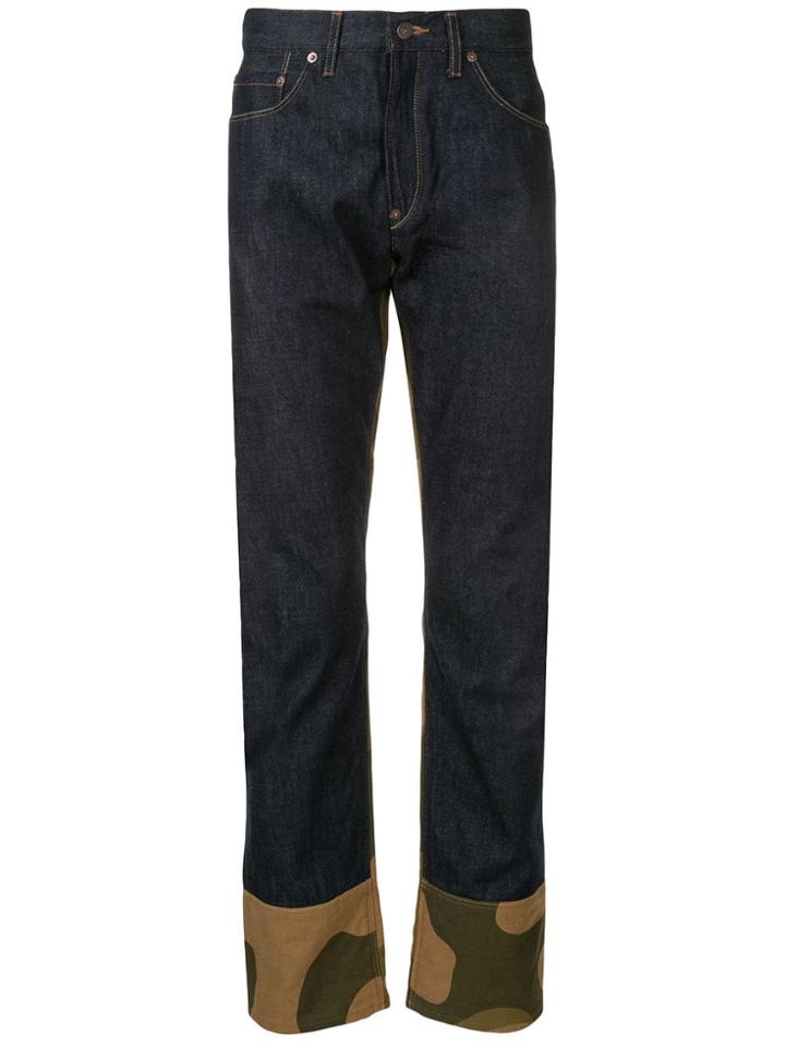 Junya Watanabe Man Camouflage Print Panel Jeans - Blue