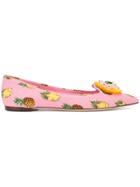 Dolce & Gabbana Pineapple Print Ballerina Pumps - Pink & Purple