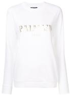 Balmain Long Sleeved Logo Jumper - White
