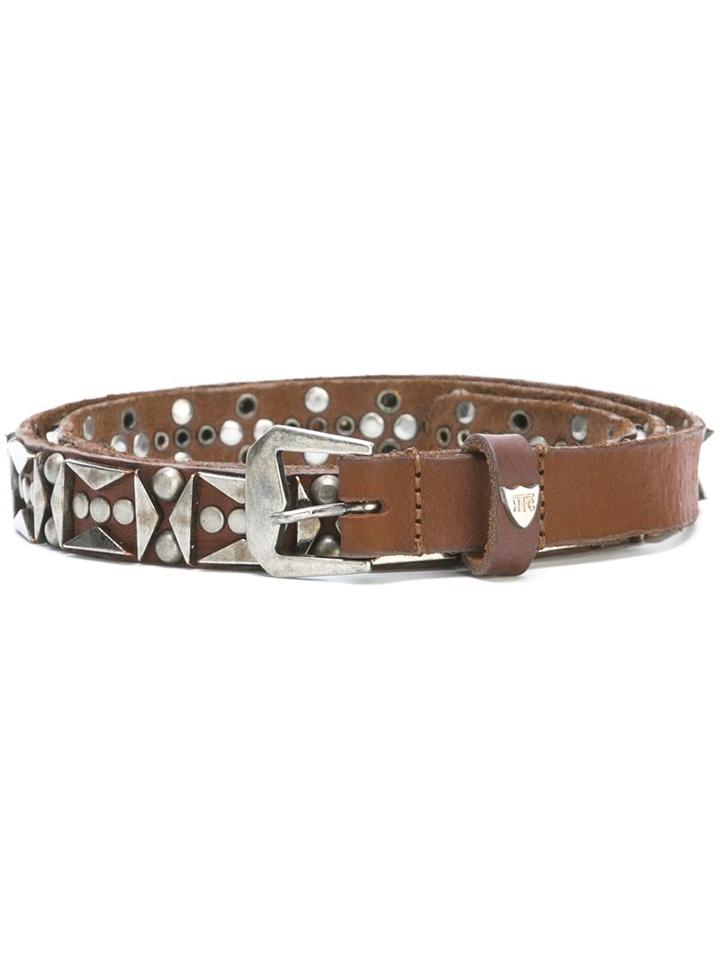 Htc Hollywood Trading Company Studded Belt, Men's, Size: 75, Brown, Calf Leather