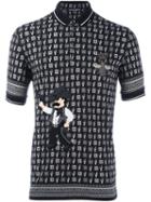 Dolce & Gabbana Cactus Print Polo Shirt, Men's, Size: 50, Black, Cotton