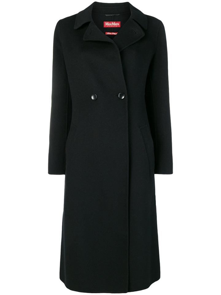 Max Mara Studio Belted Double-breasted Coat - Black