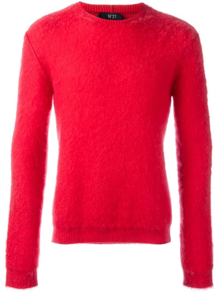 No21 Crew Neck Jumper, Men's, Size: 46, Red, Mohair/wool/polyamide