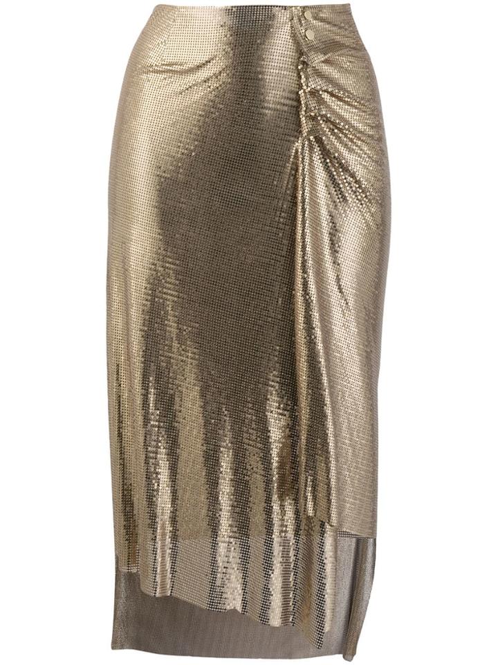 Paco Rabanne Metallic Ruched Skirt - Gold
