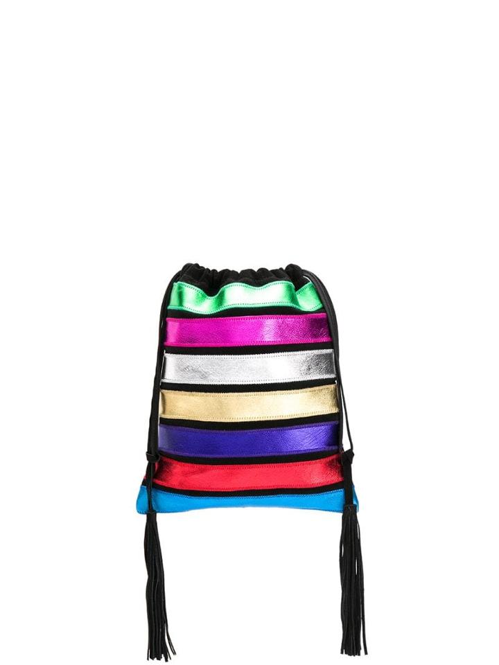 Attico Metallic Panelled Drawstring Bag - Black