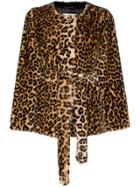 Stand Studio Odela Konacri Leopard Print Belted Faux Fur Jacket -