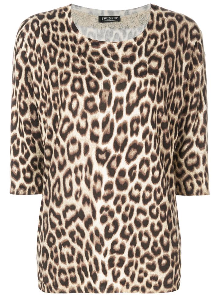 Twin-set Leopard Pattern Knitted Blouse - Brown