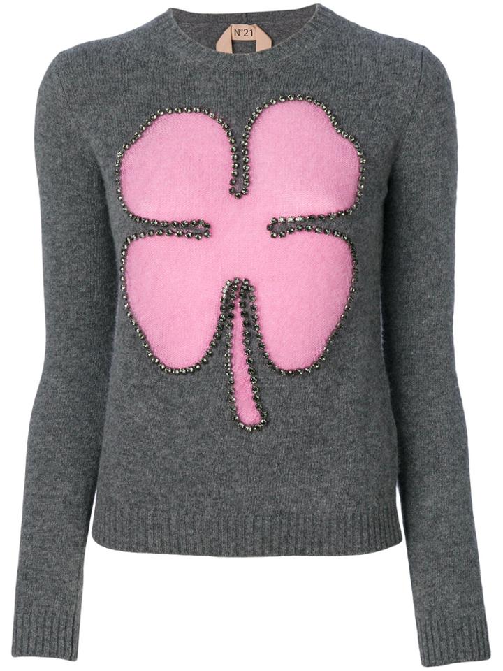 No21 Studded Clover Jumper - Grey
