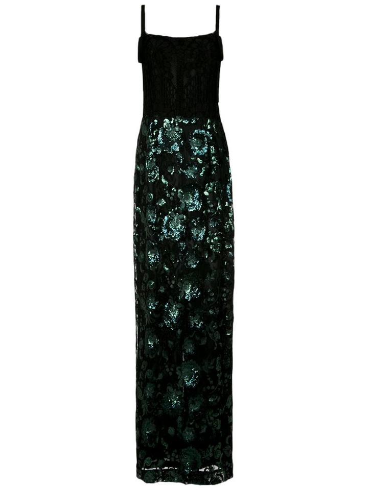 À La Garçonne Sequin Embroidered Gown - Verde