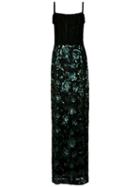 À La Garçonne Sequin Embroidered Gown - Verde