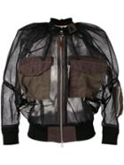 Junya Watanabe Comme Des Garçons - Sheer Bomber Jacket - Women - Cotton/nylon/wool - S, Black, Cotton/nylon/wool