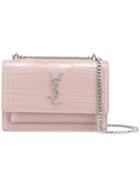 Saint Laurent Small Sunset Monogram Satchel, Women's, Pink/purple, Leather/metal