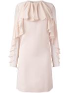 Giambattista Valli Ruffled Detail Dress, Women's, Size: 44, Pink/purple, Silk/acetate/viscose