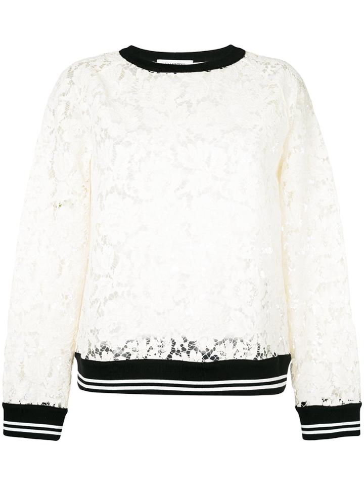 Valentino Heavy Lace Sweatshirt - White