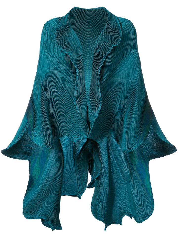 Issey Miyake Frilled Shawl Jacket - Green