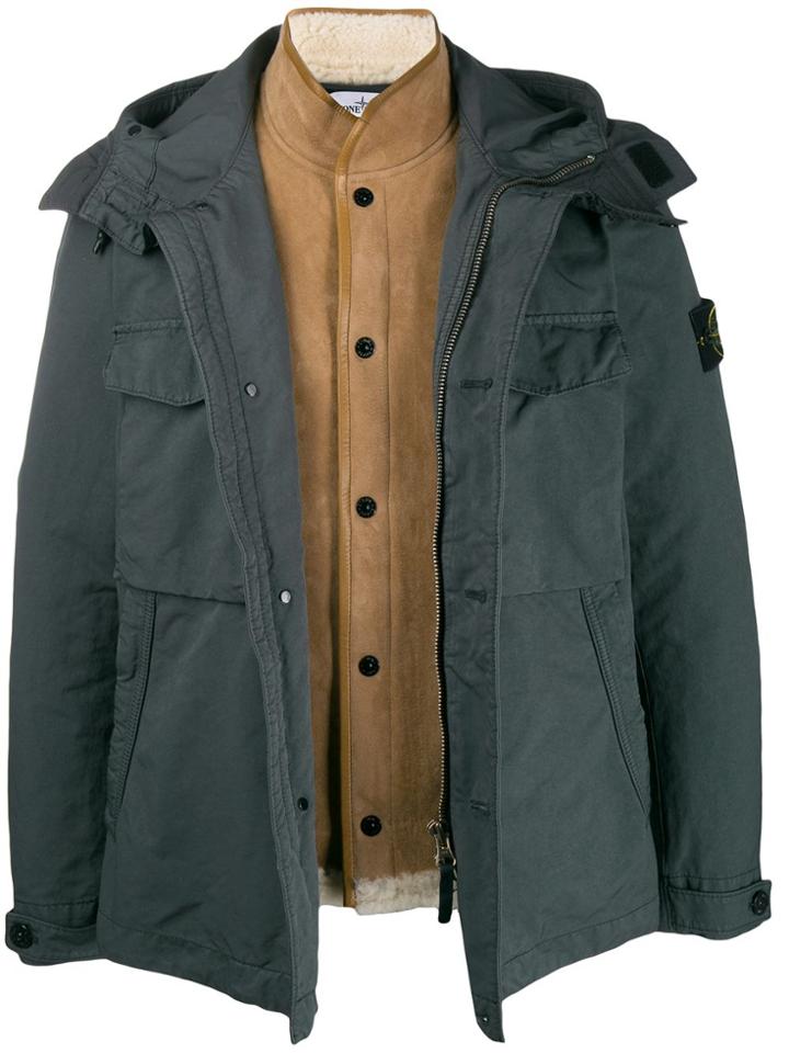 Stone Island Layered Utility Coat - Blue