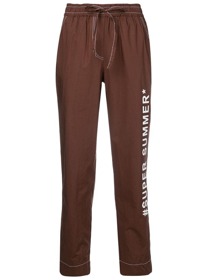 P.a.r.o.s.h. Cropped Slogan Trousers - Brown