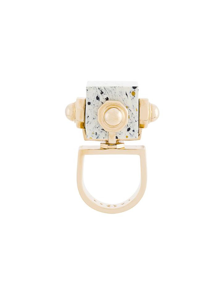 Eshvi Cube Ring - Metallic