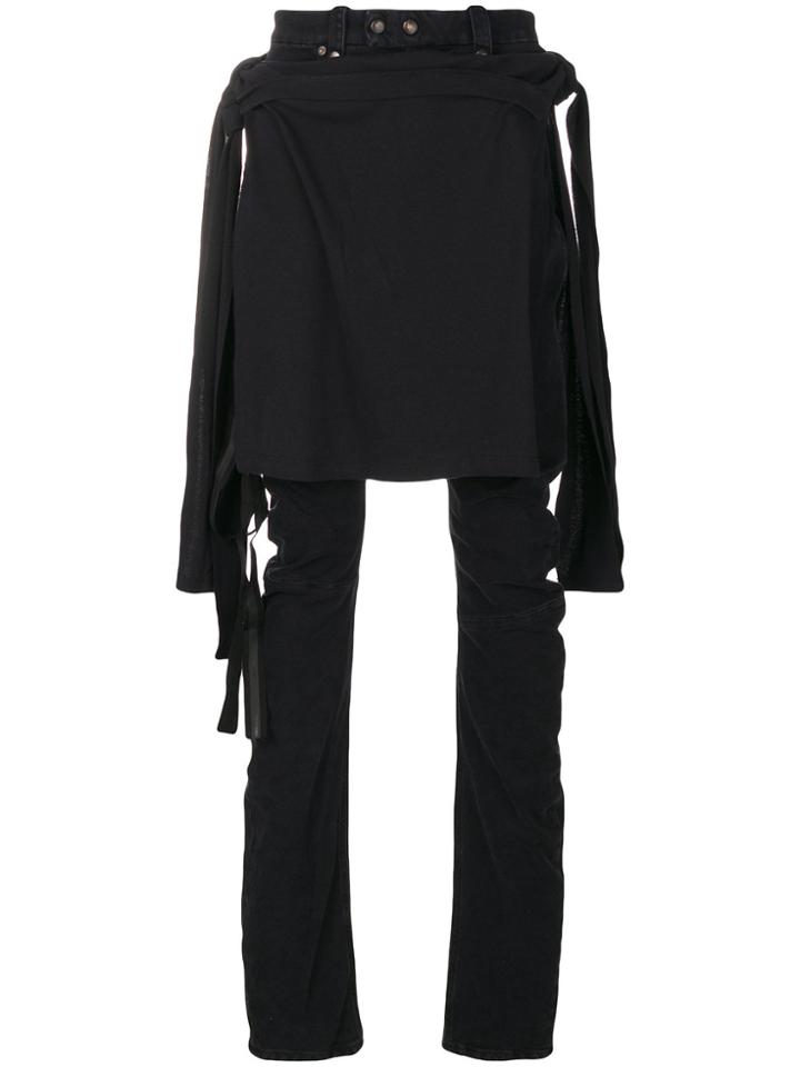 Unravel Project Layered Distressed Skinny Jeans - Black