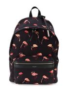 Saint Laurent City Backpack With Flamingo Print - Black