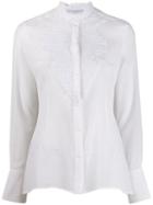 Ermanno Scervino Pleated Lace Shirt Ruffle Col - White