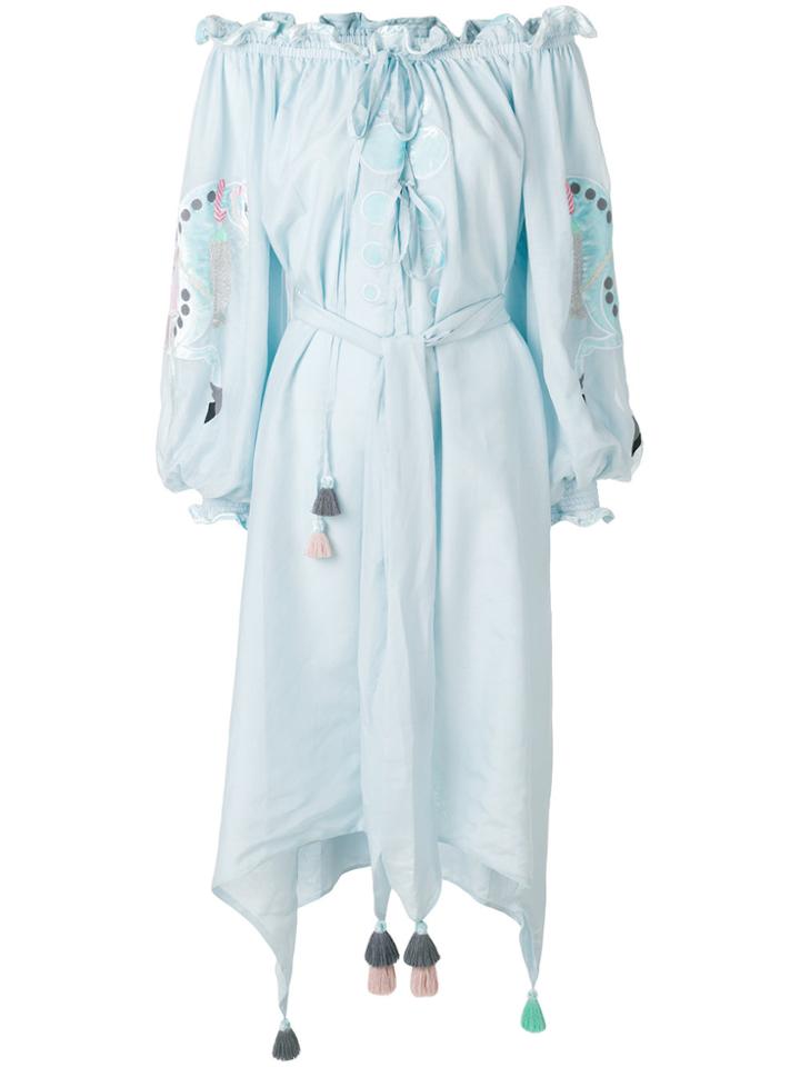 Yuliya Magdych Horses In Apples Embroidered Dress - Blue