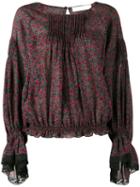 Chloé Printed Lace-trim Blouse, Women's, Size: 34, Red, Silk/cotton