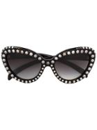 Prada Eyewear 'ornate' Cat Eye Sunglasses, Women's, Black, Acetate/metal