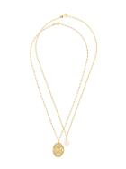 Wouters & Hendrix Gold Filigree & Pearl Necklace Set - Yellow & Orange