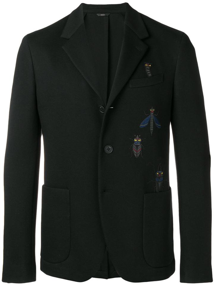 Fendi Super Bug Embroidered Blazer - Black