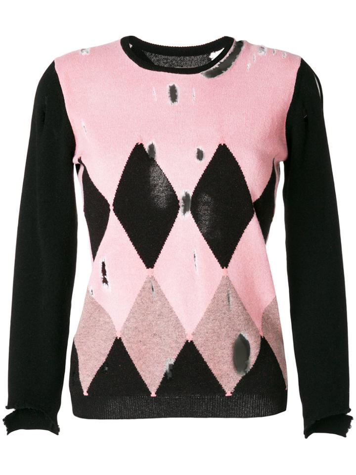 Giacobino Distressed Argyle Jumper - Multicolour