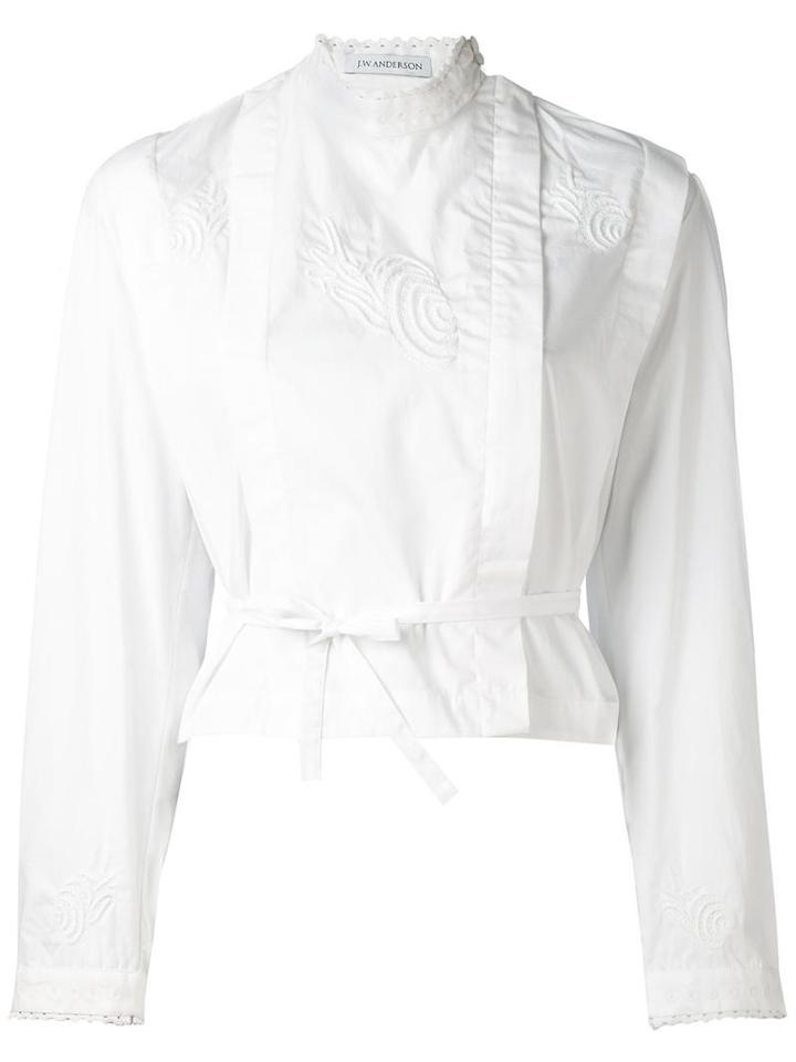 J.w.anderson Side-fastening Belt Blouse, Women's, Size: 8, White, Cotton