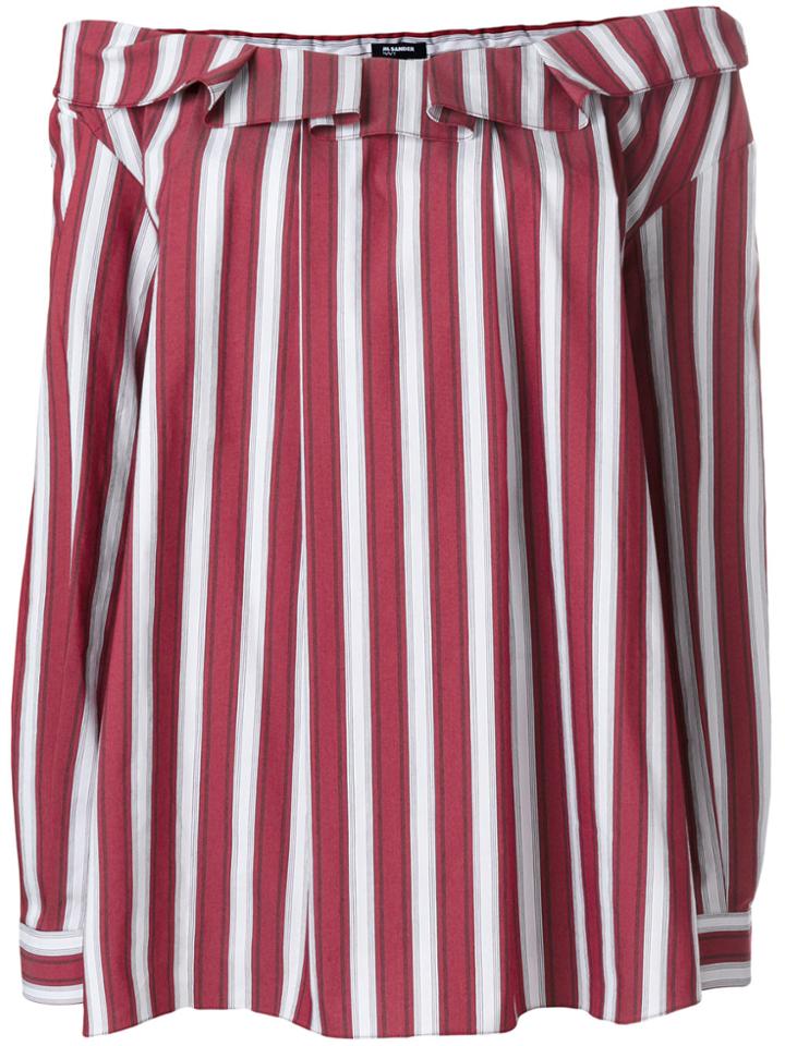 Jil Sander Navy Striped Off Shoulder Blouse - Red