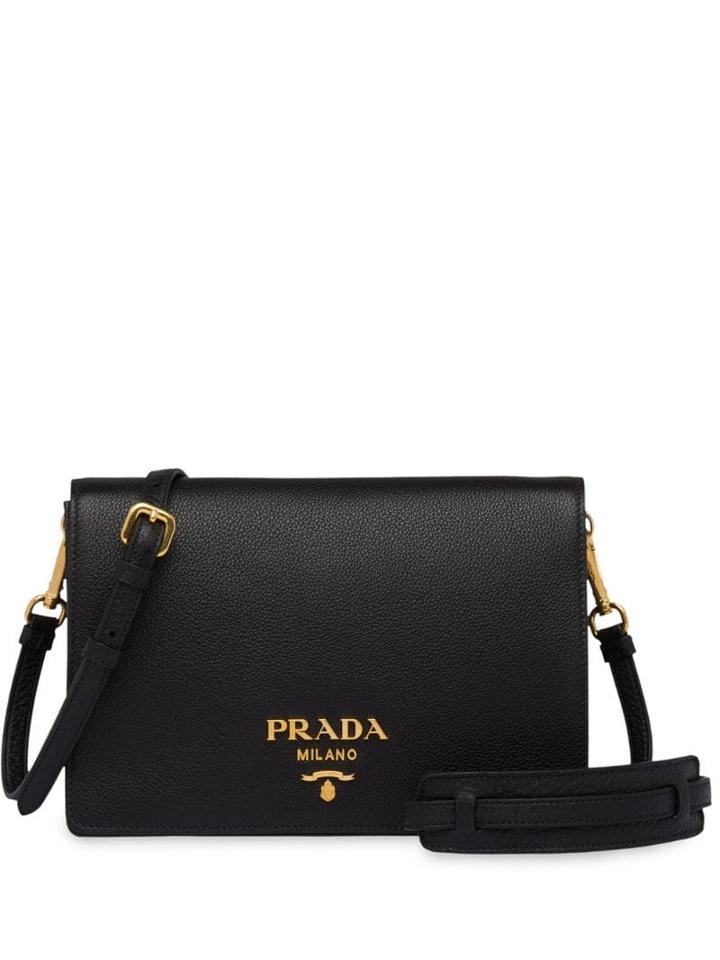 Prada Foldover Top Shoulder Bag - Black