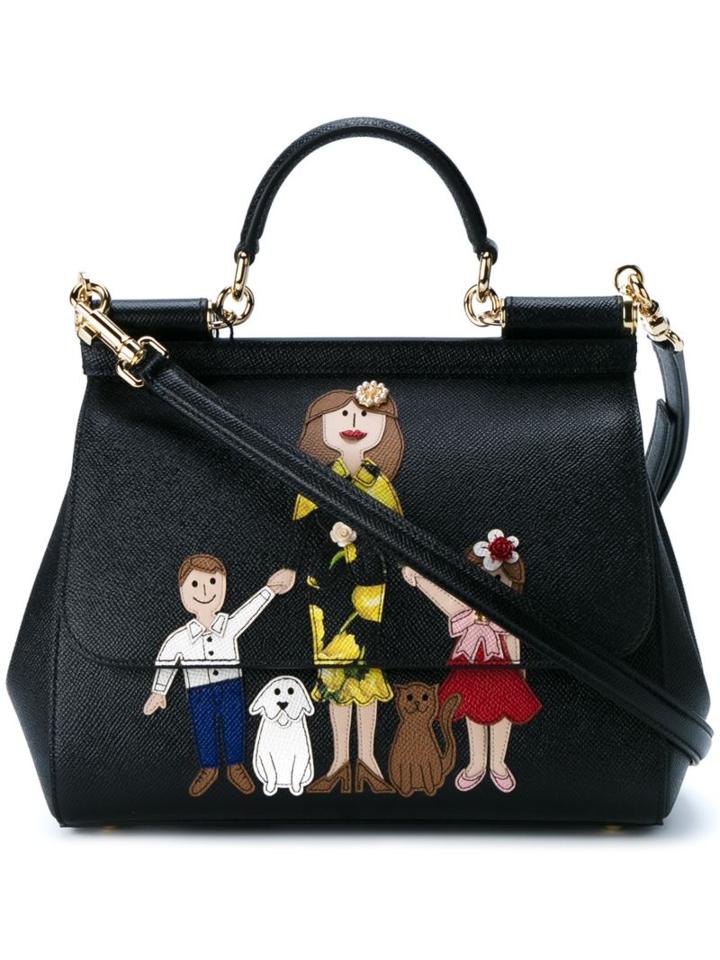 Dolce & Gabbana Family Print Leather Satchel